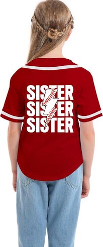 Girls Baseball Sister Jerseys Toddler Baseball Sisters Shirt Birthday Funny Cute V-Neck Short Sleeves Sport Tee in Saudi Arabia