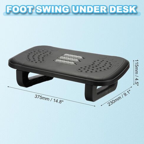 PATIKIL Foot Rest Swingable Stools Leg Rest Footrest with Roller Massager for Under Desk at Work Under Office Desk Chair Computer Gaming, Black/Gray in Kuwait