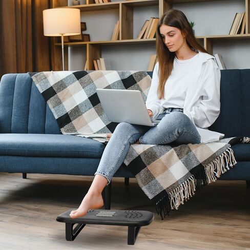 PATIKIL Foot Rest Swingable Stools Leg Rest Footrest with Roller Massager for Under Desk at Work Under Office Desk Chair Computer Gaming, Black/Gray in Kuwait