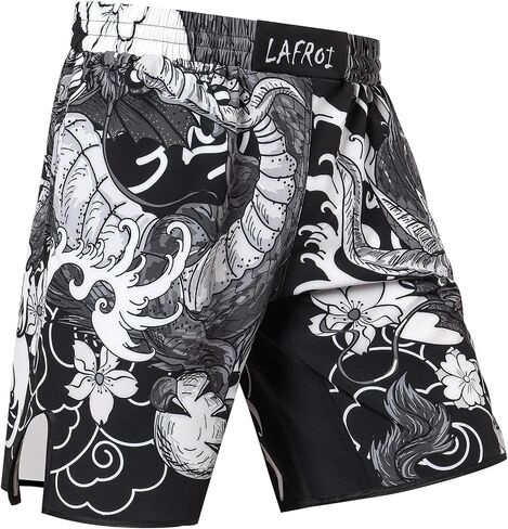 LAFROI Mens Boxing Shorts Jiu Jitsu MMA Cross Training Fighting Trunks Activewear with Drawstring-QJK06 in Saudi Arabia