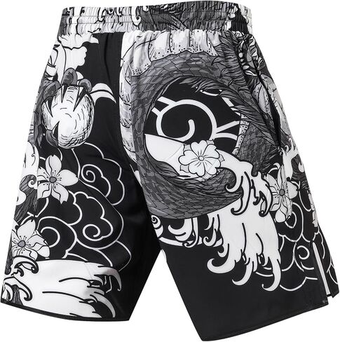 LAFROI Mens Boxing Shorts Jiu Jitsu MMA Cross Training Fighting Trunks Activewear with Drawstring-QJK06 in Saudi Arabia