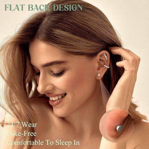 LOLIAS 16 Gauge Cartilage Earrings for Women Flat Back-Hypoallergenic Surgical Stainless Steel Stud Hoop Cartilage Earring Set Daith Conch Tragus Helix Piercing Jewelry Single PC in Saudi Arabia
