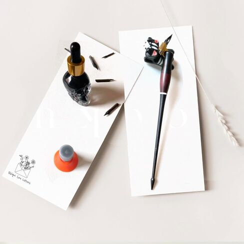 Oblique Calligraphy Pen Holder Set – Hand-Adjusted Brass Flange, Ergonomic Dip Pen, Leakproof Inkwell, Ceramic Pen Rest & Instruction Guide – Ideal for Copperplate, Spencerian & Modern Calligraphy in Kuwait