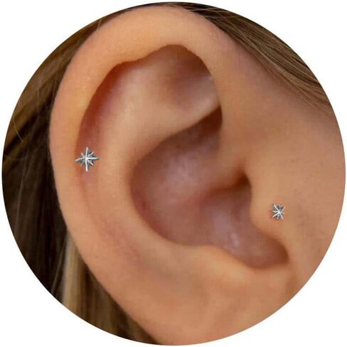 20G/18G/16G Titanium Flat Back Earrings, Threadless Nose Stud Tiny Stud Earrings, Cartilage Tragus Piercing Jewelry Conch Helix Stud in Saudi Arabia