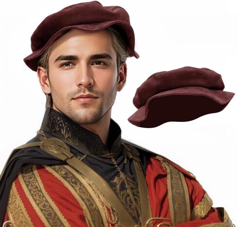Procos Renaissance Tudor قبعات القبعات المسطحة للنساء القبعات القبعات الفرنسية رسام Cap Classic Costume Men Median in Saudi Arabia