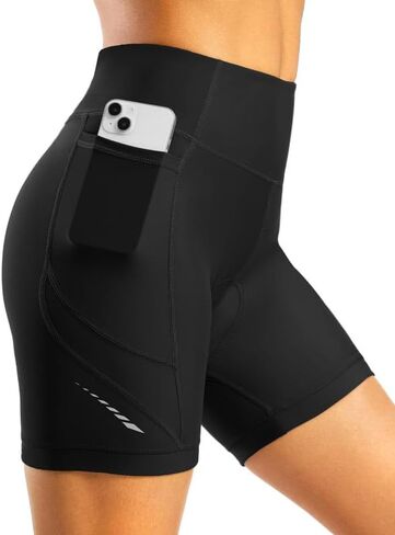 Bikewa Women's 4D Padded Bike Shorts High Waist Cycling Underwear for Women Road Bicycle Biking Shorts with Zipper Pockets in Kuwait