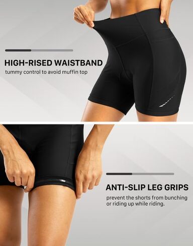 Bikewa Women's 4D Padded Bike Shorts High Waist Cycling Underwear for Women Road Bicycle Biking Shorts with Zipper Pockets in Kuwait