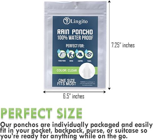 Lingito 20 Pack of Family Rain Ponchos | Disposable Emergency Ponchos | Perfect for Camping, Hiking & Travel in Kuwait