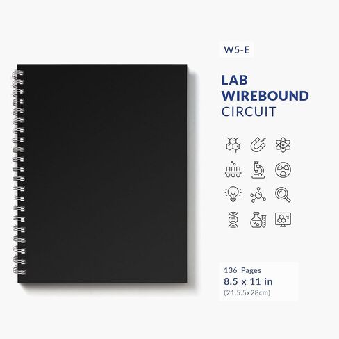 W5 Wirebound Lab Notebook ، 8.5 × 11 في (21.5 × 28 سم) ، 128 صفحة ، حلقة مزدوجة الأسلاك ، ورقة ثقيلة 70 رطل (حزمة واحدة ، شبكة دقة/محكم) in Kuwait