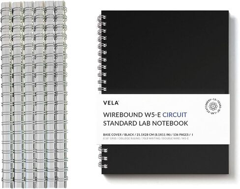 W5 Wirebound Lab Notebook ، 8.5 × 11 في (21.5 × 28 سم) ، 128 صفحة ، حلقة مزدوجة الأسلاك ، ورقة ثقيلة 70 رطل (حزمة واحدة ، شبكة دقة/محكم) in Kuwait