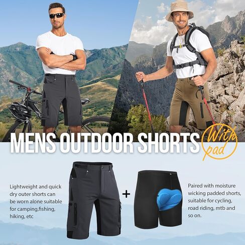 Ally Mens Mountain Bike Shorts 4D Padded Baggy Bicycle Cycling Biking Bike Shorts Lightweight Loose-fit in Kuwait