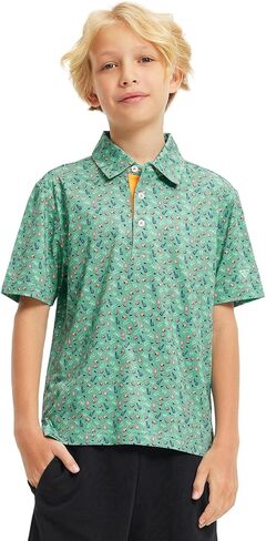 M Maelreg Boys Polo Shirt Shirt Shirt Sleeve Performance Dry Fit Stretch Function Print Print Active Casual Collared Dorts for Boy in Kuwait