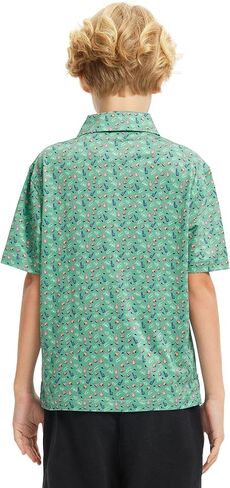 M Maelreg Boys Polo Shirt Shirt Shirt Sleeve Performance Dry Fit Stretch Function Print Print Active Casual Collared Dorts for Boy in Kuwait
