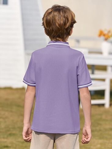 Haloumoning Kids Boys Short Sleeve School Uniform String Pique Polo Shirts 5-14 Years in Kuwait
