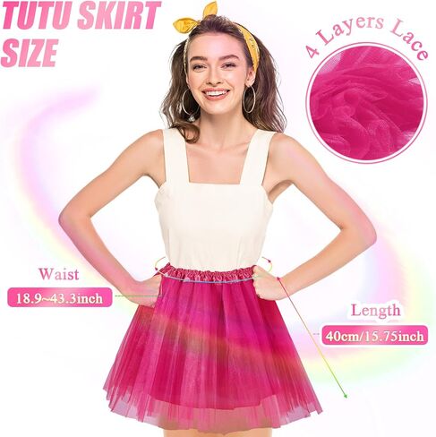 Jiuguva 12pcs مرنة 4 Tulle Tulle Tutu Skirt Halloween Tutus for Women Ballet Come Fluffy Fairy Ballerina in Kuwait