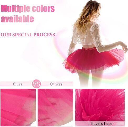 Jiuguva 12pcs مرنة 4 Tulle Tulle Tutu Skirt Halloween Tutus for Women Ballet Come Fluffy Fairy Ballerina in Kuwait