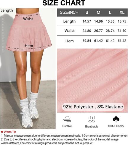 Women's Mini Skirt Skort Flowy Pleated High Waisted Ruffle Tennis Skirts for Women Athletic Skater Golf with Shorts Pockets in Saudi Arabia
