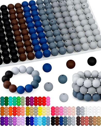 160PCS FIVEIZERO Silicone Beads, 15mm Mix Color for Keychain Making, Rubber Beads for DIY Crafts, Bracelets, and Necklaces - Silicone Beads Bulk, Round Silicone Beads for Pens(Purple) in Kuwait