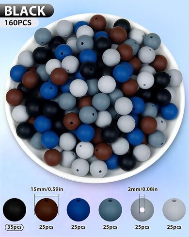 160PCS FIVEIZERO Silicone Beads, 15mm Mix Color for Keychain Making, Rubber Beads for DIY Crafts, Bracelets, and Necklaces - Silicone Beads Bulk, Round Silicone Beads for Pens(Purple) in Kuwait