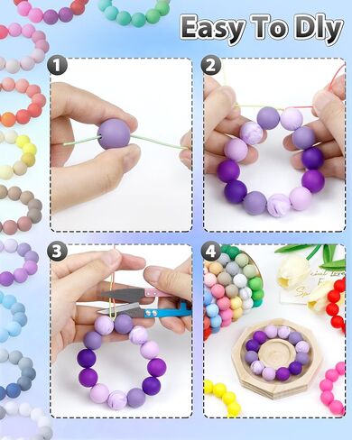 160PCS FIVEIZERO Silicone Beads, 15mm Mix Color for Keychain Making, Rubber Beads for DIY Crafts, Bracelets, and Necklaces - Silicone Beads Bulk, Round Silicone Beads for Pens(Purple) in Kuwait