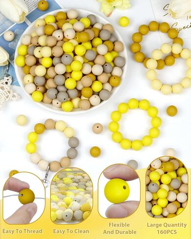 160PCS FIVEIZERO Silicone Beads, 15mm Mix Color for Keychain Making, Rubber Beads for DIY Crafts, Bracelets, and Necklaces - Silicone Beads Bulk, Round Silicone Beads for Pens(Purple) in Kuwait