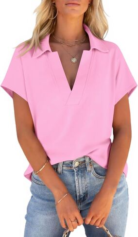 Cicy Bell Womens v Deck Polo Dorts Short Sleeve Business Tops Lough Fit Fit Summer Tees in Kuwait