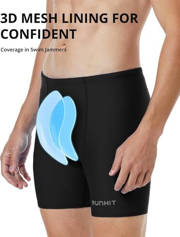 Runihit Men's Square Square Swimmers Quick Dry Athletic Brief Swimsuit UFP 50+ ضغط سراويل للسباحة in Kuwait