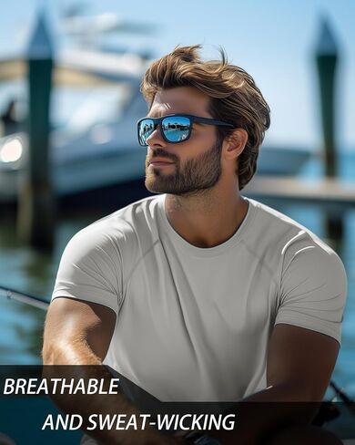 Huukeay 3 Pack Men's Big and Tall Swim Shirts,UPF 50+ Sun Protection Rash Guard Quick Dry Beach Fishing Water Tops in Kuwait