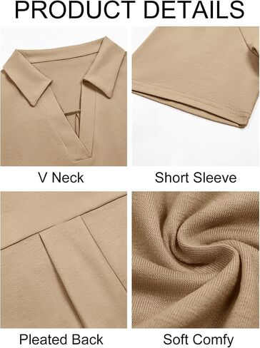 Imily Bela Womens Short Sleeve Polo Shirts V Neck Business Dressy Casual Tops Summer Collared Trendy Tees in Saudi Arabia