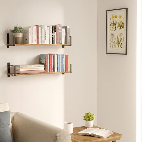 wallniture colmar 48 "أرفف عائمة ريفية لديكور غرفة المعيشة، رف كتب الحائط، رف عائم للمطبخ، أرفف مثبتة على الحائط للمكتب، أرفف حائط لديكور غرفة النوم، مجموعة محترقة من 2 in Saudi Arabia