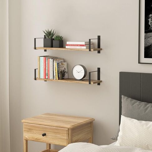 wallniture colmar 48 "أرفف عائمة ريفية لديكور غرفة المعيشة، رف كتب الحائط، رف عائم للمطبخ، أرفف مثبتة على الحائط للمكتب، أرفف حائط لديكور غرفة النوم، مجموعة محترقة من 2 in Saudi Arabia