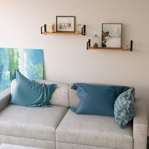 wallniture colmar 48 "أرفف عائمة ريفية لديكور غرفة المعيشة، رف كتب الحائط، رف عائم للمطبخ، أرفف مثبتة على الحائط للمكتب، أرفف حائط لديكور غرفة النوم، مجموعة محترقة من 2 in Saudi Arabia