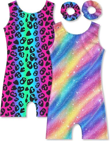 Molldan Gymnastics Leotard for Girls Dance Biketard Unitards 2 Pack esples for Kids in Kuwait