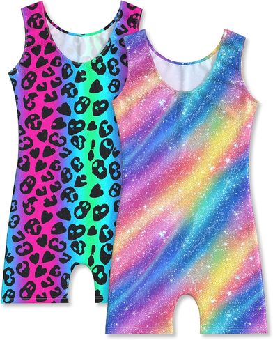 Molldan Gymnastics Leotard for Girls Dance Biketard Unitards 2 Pack esples for Kids in Kuwait