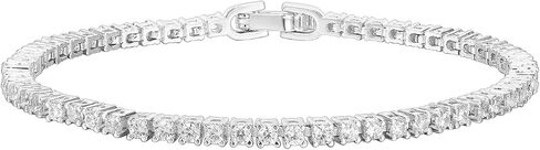 Pavoi 14K Gold Plated Cubic Zirconia Classic Tennis Bracelet | الأساور الذهبية للنساء | 4MM CZ ، حجم 6.5-7.5 بوصة in Kuwait