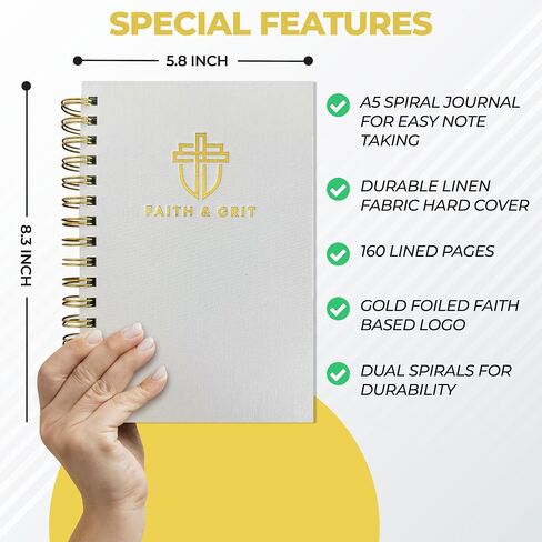 FAITH & GRIT - Boutique Bible Study Supplies or Bible Journal Kit with Tools for Note Taking That Include Bible highlighters, Luxury pens, Transparent Sticky Notes, and A5 Linen Linen Journal (Pink) in Saudi Arabia