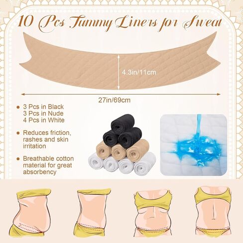 10 PCS بطانات بطن لقطن الطفح الجلدي تحت بطانات العرق بالبطن بالإضافة إلى الحجم تحت منصات امتصاص عرق البطن in Kuwait