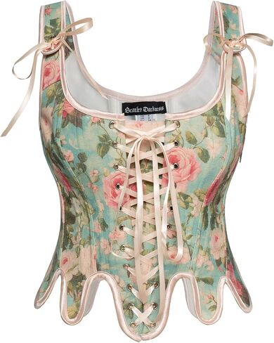 Scarlet Darkness Corset Tops for Women Renaissance Corset Floral Lace Up Bodyshaper Bustier in Kuwait