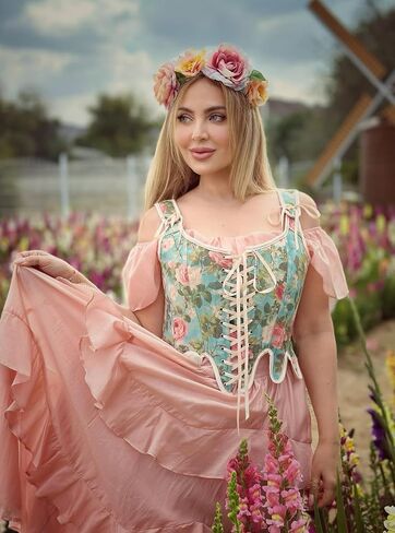 Scarlet Darkness Corset Tops for Women Renaissance Corset Floral Lace Up Bodyshaper Bustier in Kuwait