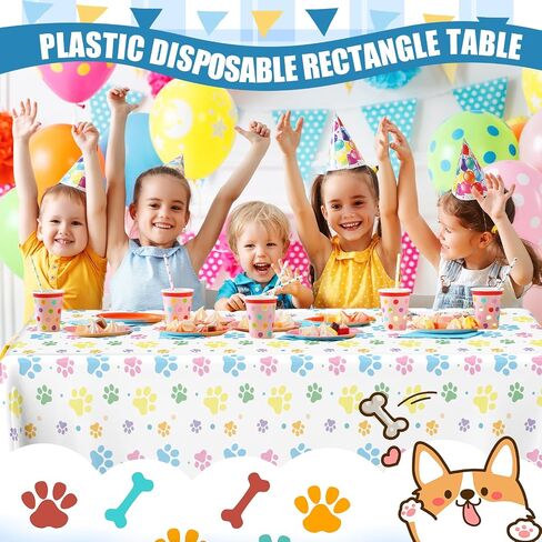 2 عبوة الكلب الأزرق PAW طباعة المائدة البلاستيكية 54 × 108 بوصة غطاء الطاولة غلاف كبير باو طباعة البلاستيك غطاء مستطيل يمكن التخلص منه يمكن أن يغطى لوازم حفلة عيد ميلاد الكلب الأزرق (الأزرق) in Kuwait
