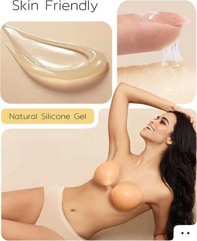 Niidor Adhesive Strapless Bra for Women Sticky Invisible Push up Silicone Bra for Backless Dress 2025 Upgraded Clasp Bras in Kuwait