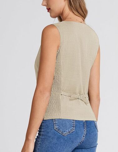 Belle Poque Women Suit Vest Button Down Dressy Vest Tops Waistcoat with Pockets in Kuwait