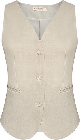 Belle Poque Women Suit Vest Button Down Dressy Vest Tops Waistcoat with Pockets in Kuwait