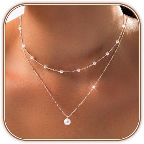 قلادات لؤلؤة Gold Gold Gold Leglaces for Women 14k Gold Plated Learty Pearl Cute Daisy Pearl Choker Gold Netlace Netlace for Women Gold Trendy Jewelry Gifts in Kuwait