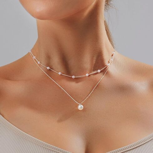 قلادات لؤلؤة Gold Gold Gold Leglaces for Women 14k Gold Plated Learty Pearl Cute Daisy Pearl Choker Gold Netlace Netlace for Women Gold Trendy Jewelry Gifts in Kuwait