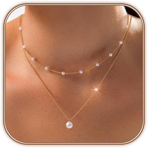 قلادات لؤلؤة Gold Gold Gold Leglaces for Women 14k Gold Plated Learty Pearl Cute Daisy Pearl Choker Gold Netlace Netlace for Women Gold Trendy Jewelry Gifts in Kuwait