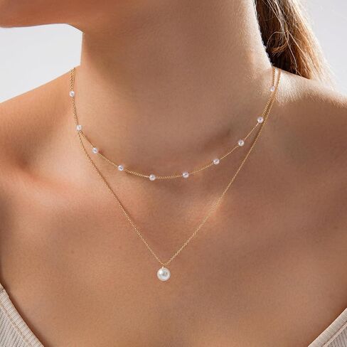 قلادات لؤلؤة Gold Gold Gold Leglaces for Women 14k Gold Plated Learty Pearl Cute Daisy Pearl Choker Gold Netlace Netlace for Women Gold Trendy Jewelry Gifts in Kuwait