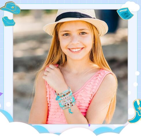 Artlunar Western Cowgirl Beaded Stretch Bracelets, Stackable cowgirl hat boot accessories, Bohemian Jewelry for Women Girls Teens Christmas Birthday Gift in Kuwait