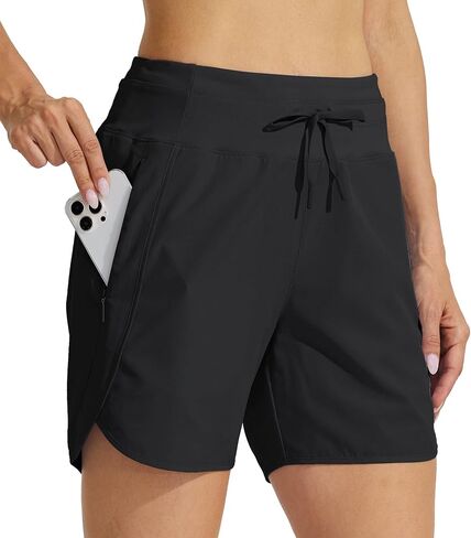 Willit Women's Athletic Running Shorts 5" Quick Dry Workout Hiking High Waisted Active Gym Exercise Zipper Pocket in Saudi Arabia