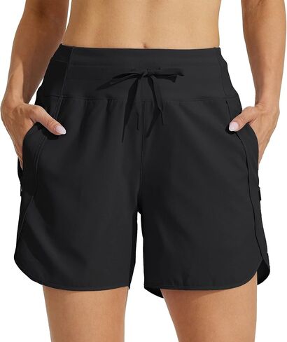 Willit Women's Athletic Running Shorts 5" Quick Dry Workout Hiking High Waisted Active Gym Exercise Zipper Pocket in Saudi Arabia